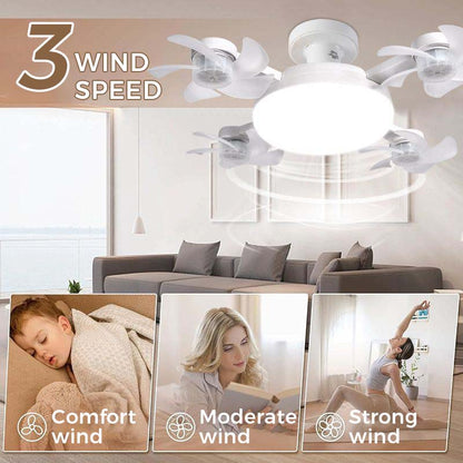 🌀Novo ventilador de teto com luz e casquilho E27 – Ventilador LED silencioso 2 em 1 com comando à distância, combinação de refrigeração e iluminação com poupança de energia para o quarto de casa