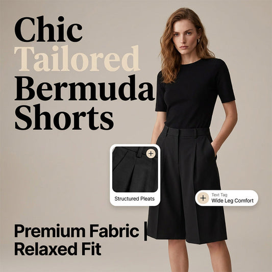 Calções Bermuda de corte largo para mulher