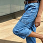 👖 50% DE DESCONTO | Calças de ganga casuais elásticas curtas para mulher – Corte largo e descontraído, cintura média e design com vários bolsos, tamanhos S–3XL ✨🛒