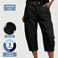 👖 50% DE DESCONTO | Calças de ganga casuais elásticas curtas para mulher – Corte largo e descontraído, cintura média e design com vários bolsos, tamanhos S–3XL ✨🛒