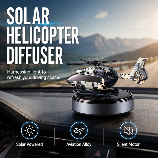 🚗Difusor de aromaterapia solar em forma de helicóptero – Gira com luz, almofadas perfumadas recarregáveis, para o carro e para casa ✨🚁