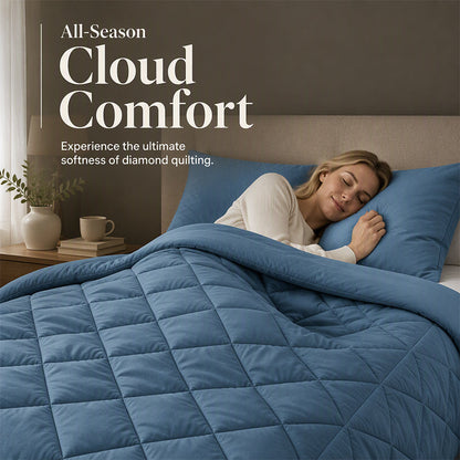 🛏️🧵 Conjunto de edredão acolchoado de 3 peças – Microfibra escovada, respirável e adequada para todas as estações