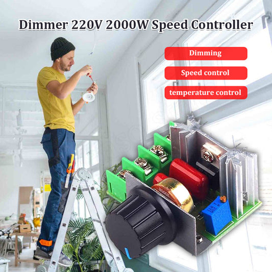 ⚡ Compre 2 e ganhe 1 grátis🎁 Controlador de tensão CA de 2000 W, regulador de velocidade do motor SCR de 220 V, regulador de tensão ajustável para velocidade do ventilador, regulação de intensidade luminosa e controlo da temperatura do aquecedor