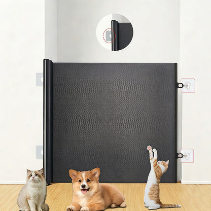 Retractable Punch-Free Pet Gate for Indoor Doorways and Stairs