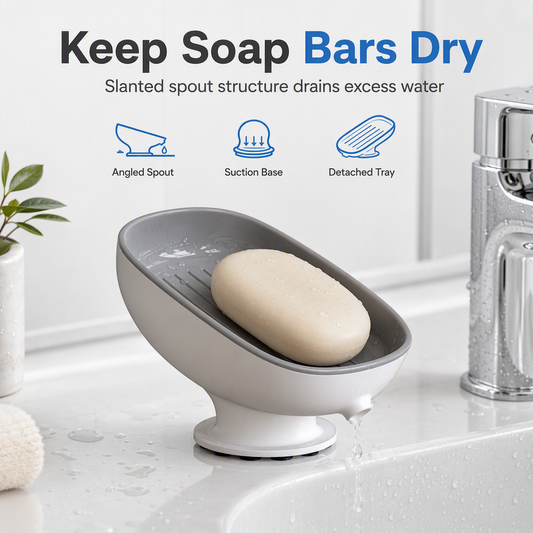 🧼 50% DE DESCONTO! ✨Bandeja de sabonete de dupla camada para montagem na parede, suporte de sabonete com ventosa e drenagem automática🚿