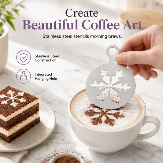 ☕Molde em aço inoxidável para latte art