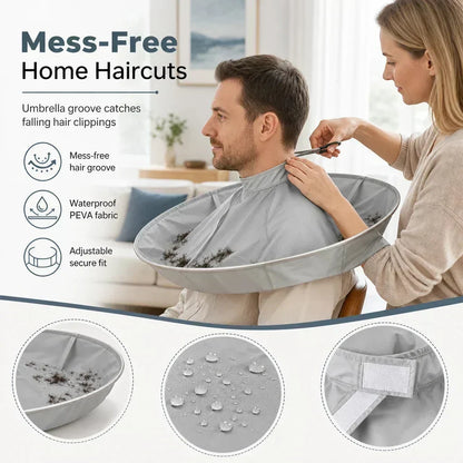 ⏳50% de desconto por tempo limitado⏰ Avental para corte de cabelo com recolhedor – A ranhura incorporada retém os resíduos de corte, sem sujar a roupa nem o chão | Perfeito para cortes de cabelo em casa🏆✂️