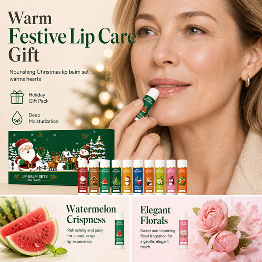 🎄💋Conjunto de bálsamos labiais hidratantes de Natal – Hidratantes, de longa duração, o presente perfeito para as festas