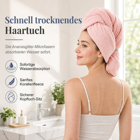 ✨ AGORA COM 50 % DE DESCONTO! !✨ Toalha de secar cabelo em velo cor de coral para senhoras
