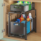 💪 50% DE DESCONTO! 🥫 Prateleira Deslizante Dupla Organizadora de Armário – 5 alturas ajustáveis, 2 bandejas & aço carbono resistente – Grande capacidade, sem necessidade de instalação – Ideal para cozinha & organização ✨