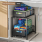 💪 50% DE DESCONTO! 🥫 Prateleira Deslizante Dupla Organizadora de Armário – 5 alturas ajustáveis, 2 bandejas & aço carbono resistente – Grande capacidade, sem necessidade de instalação – Ideal para cozinha & organização ✨