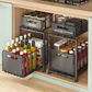 💪 50% DE DESCONTO! 🥫 Prateleira Deslizante Dupla Organizadora de Armário – 5 alturas ajustáveis, 2 bandejas & aço carbono resistente – Grande capacidade, sem necessidade de instalação – Ideal para cozinha & organização ✨