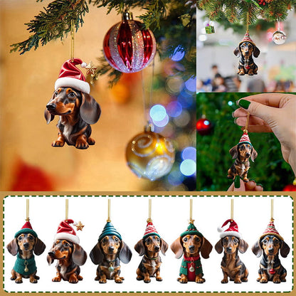 Enfeite de Natal em forma de dachshund para pendurar no carro