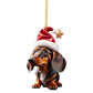Enfeite de Natal em forma de dachshund para pendurar no carro