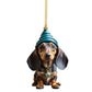 Enfeite de Natal em forma de dachshund para pendurar no carro