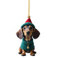 Enfeite de Natal em forma de dachshund para pendurar no carro