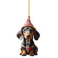 Enfeite de Natal em forma de dachshund para pendurar no carro