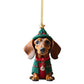 Enfeite de Natal em forma de dachshund para pendurar no carro