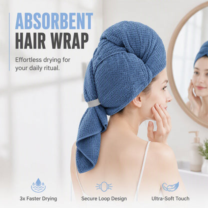 Microfiber Hair Drying Towel Wrap with Elastic Band