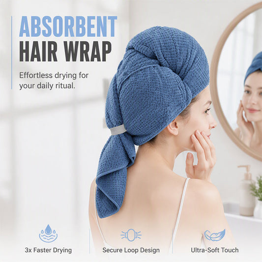 Microfiber Hair Drying Towel Wrap with Elastic Band