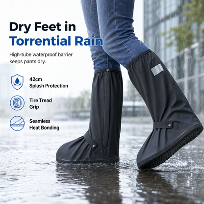 Capas impermeáveis de silicone para sapatos, de cano alto, para chuva
