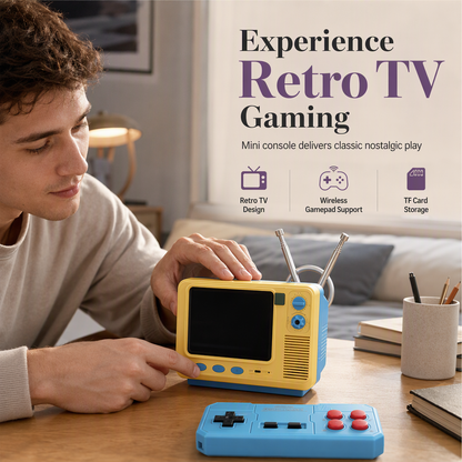 Consola de jogos portátil clássica e retro em formato de mini-estante de TV GV300S – Nova versão com cartão TF – Leitor de jogos sem fios nostálgico