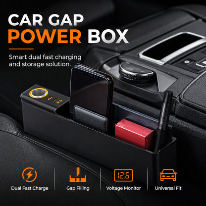 🥳2026 HOT SALE🥳💞50K+ SOLD! 🚗🔌 50% OFF! Car Seat Gap Organizer with USB Charging – fills the gap, PD/QC fast charging, keeps phone, cards & keys within reach. Tidy cockpit! 🛡️✅